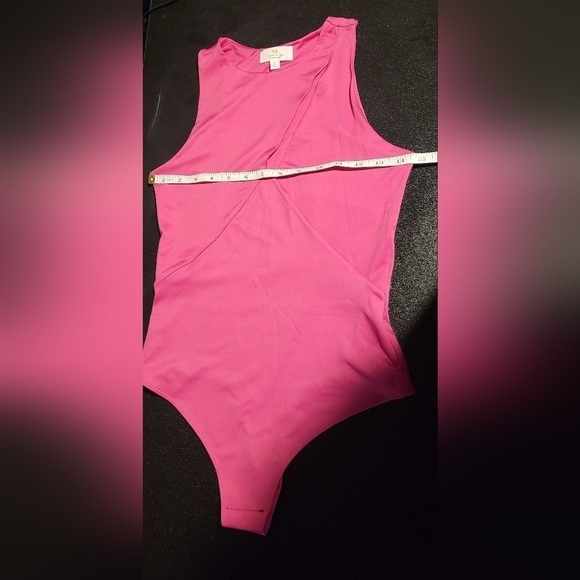 Live in the Moment Pink High Neck Thong Bodysuit with Cutout - Size S - Picture 9 of 12